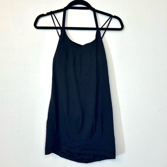 Lululemon Athletica Halter Strappy Back  Built-In Bra Tank Top Black Size 6 - Picture 1 of 5